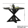 Banff 5-piece Dining Set, Cross-Buck Round Table with 4 Tufted Chairs, Gray