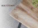 47" Modern minimalist MDF wood color dining table and Beige dining chair for 4,black metal legs, small sized dining table, office desk, kitchen table