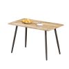 47" Modern minimalist MDF wood color dining table and Beige dining chair for 4,black metal legs, small sized dining table, office desk, kitchen table