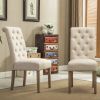 Banff 5-piece Dining Set, Cross-Buck Round Table with 4 Tufted Chairs, TAN