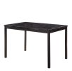 Metal Frame 5pc Dining Set Black Faux Marble Table and 4x Side Chairs Faux Leather Upholstery Casual Kitchen Furniture Set