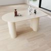 63 "medieval modern cream style MDF dining table and PU armless dining chair set 6. Silver plated metal legs dining chair set for home kitchen gatheri