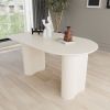 63 "medieval modern cream style MDF dining table and PU armless dining chair set 6. Silver plated metal legs dining chair set for home kitchen gatheri