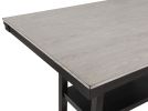 5-Piece Farmhouse Counter Height Dining Set Rectangular Table Light Gray Black Finish Upholstered Chairs Wooden Solid Wood Dining Room Kitchen Furnitu