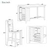 TREXM 5-Piece Multi-Functional Rubber Wood Counter Height Dining Set with Padded Chairs and Integrated 9 Bar Wine Compartment