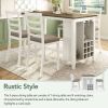 TREXM 5-Piece Multi-Functional Rubber Wood Counter Height Dining Set with Padded Chairs and Integrated 9 Bar Wine Compartment