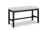 6-Piece Farmhouse Counter Height Dining Set Rectangular Table Light Gray Black Finish Upholstered Chairs Bench Wooden Solid Wood Dining Room Kitchen F