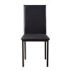 Metal Frame 5pc Dining Set Black Faux Marble Table and 4x Side Chairs Faux Leather Upholstery Casual Kitchen Furniture Set