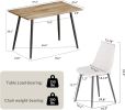 47" Modern minimalist MDF wood color dining table and Beige dining chair for 4,black metal legs, small sized dining table, office desk, kitchen table