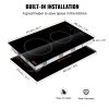 VEVOR Built in Electric Stove Top, 20 x 11.6 inch 2 Burners, 110V Glass Radiant Cooktop with Sensor Touch Control, Timer & Child Lock Included