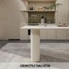 63 "medieval modern cream style MDF dining table and PU armless dining chair set 6. Silver plated metal legs dining chair set for home kitchen gatheri