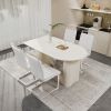 63 "medieval modern cream style MDF dining table and PU armless dining chair set 4. Silver plated metal leg dining chair set