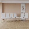 63 "medieval modern cream style MDF dining table and PU armless dining chair set 6. Silver plated metal legs dining chair set for home kitchen gatheri