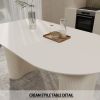 63 "medieval modern cream style MDF dining table and PU armless dining chair set 6. Silver plated metal legs dining chair set for home kitchen gatheri