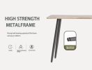 47" Modern minimalist MDF wood color dining table and Beige dining chair for 4,black metal legs, small sized dining table, office desk, kitchen table