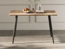 47" Modern minimalist MDF wood color dining table and Beige dining chair for 4,black metal legs, small sized dining table, office desk, kitchen table