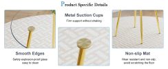 A modern minimalist style round transparent tempered glass table with gold metal legs
