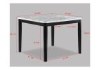 6-Piece Contemporary Counter Height Dining Set Square Faux Marble Table Tope Black Finish Upholstered Chairs Bench Channel Tufting Wooden Solid Wood D
