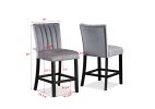 5-Piece Contemporary Counter Height Dining Set Square Faux Marble Table Tope Black Finish Upholstered Chairs Channel Tufting Wooden Solid Wood Dining