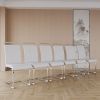 63 "medieval modern cream style MDF dining table and PU armless dining chair set 6. Silver plated metal legs dining chair set for home kitchen gatheri