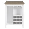 TREXM 5-Piece Multi-Functional Rubber Wood Counter Height Dining Set with Padded Chairs and Integrated 9 Bar Wine Compartment