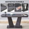 63" Modern Style 6-piece Dining Table with 4 Chairs & 1 Bench, Table with Wood Veneers Tabletop and V-shaped Table Legs