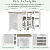 TREXM 5-Piece Multi-Functional Rubber Wood Counter Height Dining Set with Padded Chairs and Integrated 9 Bar Wine Compartment