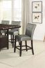 Dining Room Furniture 6pc Counter Height Dining Set Dining Table w Storage 4x High Chairs 1x Bench Silver Faux Leather Tufted Seats Faux Marble Table