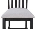 6-Piece Farmhouse Counter Height Dining Set Rectangular Table Light Gray Black Finish Upholstered Chairs Bench Wooden Solid Wood Dining Room Kitchen F
