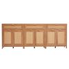 Rattan Cabinet with 6 Doors 3 Drawers Adjustable Shelves Set of 3 Natural