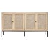 Rattan Cabinet Storage with 4 Magnetic Doors & Adjustable Shelves Natural