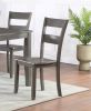 Transitional 7pc Dining Set Rectangular Table Wood Base Ladder Back Chairs Gray Finish Wooden Dining Room Furniture