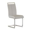 63 "medieval modern cream style MDF dining table and PU armless dining chair set 6. Silver plated metal legs dining chair set for home kitchen gatheri
