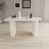 63 "medieval modern cream style MDF dining table and PU armless dining chair set 6. Silver plated metal legs dining chair set for home kitchen gatheri
