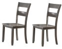 Transitional 7pc Dining Set Rectangular Table Wood Base Ladder Back Chairs Gray Finish Wooden Dining Room Furniture