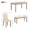 6-Piece Dining Table Set, Wooden Dining Table Set for 6, Kitchen Dining Table Set with 4 Upholstered Chairs and a Bench for Kitchen