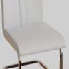 63 "medieval modern cream style MDF dining table and PU armless dining chair set 6. Silver plated metal legs dining chair set for home kitchen gatheri