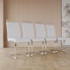 63 "medieval modern cream style MDF dining table and PU armless dining chair set 4. Silver plated metal leg dining chair set