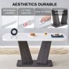 6-Piece Dining Table Set for 6, Faux Marble Table with V-shaped Legs and 4 Upholstered Chairs & Bench, Modern Dining Room Set for Kitchen, Dining Room