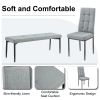 6-Piece Dining Table Set for 6, Faux Marble Table with V-shaped Legs and 4 Upholstered Chairs & Bench, Modern Dining Room Set for Kitchen, Dining Room