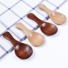 4Pcs Mini Wooden Spoons; Small Spice Condiment Spoon; Sugar Tea Coffee Scoop; Short Handle Wood Spoon; Jam Mustard Ice Cream Wood Spoons; Kitchen Gadg